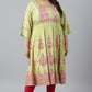 W for Woman Green Floral Printed And Embellished Festive Plus Size kurta