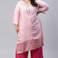 W for Woman Cameo Pink Floral Printed And Embroidered Plus Size kurta