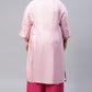 W for Woman Cameo Pink Floral Printed And Embroidered Plus Size kurta