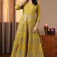 W for Woman Yellow Mukaish Printed Embellished Shatung Anarkali Dress
