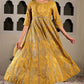 W for Woman Yellow Mukaish Printed Embellished Shatung Anarkali Dress