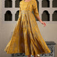 W for Woman Yellow Mukaish Printed Embellished Shatung Anarkali Dress