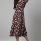 W for Woman Burgundy Floral Printed Long Shirt Dress