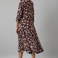 W for Woman Burgundy Floral Printed Long Shirt Dress