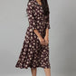 W for Woman Burgundy Floral Printed Long Shirt Dress