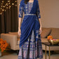 W for Woman Blue Printed and Embroidered Insta Saree