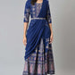 W for Woman Blue Printed and Embroidered Insta Saree