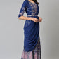 W for Woman Blue Printed and Embroidered Insta Saree