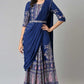 W for Woman Blue Printed and Embroidered Insta Saree