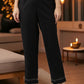 W for Woman Black Embroidered Straight Pants