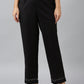 W for Woman Black Embroidered Straight Pants