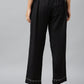 W for Woman Black Embroidered Straight Pants