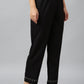W for Woman Black Embroidered Straight Pants
