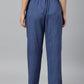 W for Woman Blue Stripe Print Women Straight Pants