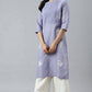 W for Woman Ecru Embroidered Rayon Parallel Pants With Pleats.