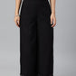 W for Woman Black Rayon Straight Parallel Pants