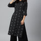 W for Woman Black Rayon Straight Parallel Pants