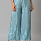 W for Woman Aqua Blue Shantung Straight Parallel Pants