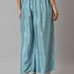 W for Woman Aqua Blue Shantung Straight Parallel Pants