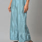 W for Woman Aqua Blue Shantung Straight Parallel Pants
