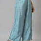 W for Woman Aqua Blue Shantung Straight Parallel Pants