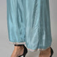 W for Woman Aqua Blue Shantung Straight Parallel Pants