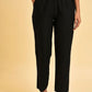 W for Woman Black Straight Pants With Scalloped Hemline