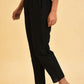 W for Woman Black Straight Pants With Scalloped Hemline