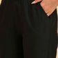 W for Woman Black Straight Pants With Scalloped Hemline