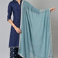 W for Woman Blue Chiffon Dupatta With Printed Border