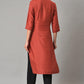 W for Woman Brick Red Thread Embroidered Kurta Set with Black Pants