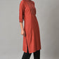 W for Woman Brick Red Thread Embroidered Kurta Set with Black Pants