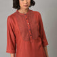 W for Woman Brick Red Thread Embroidered Kurta Set with Black Pants