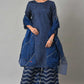 W for Woman Blue Bandhani Printed kurta With Bandhani Pants And Organza Dupatta