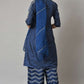 W for Woman Blue Bandhani Printed kurta With Bandhani Pants And Organza Dupatta