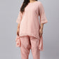 W for Woman Blush Pink Golden Mukaish Print kurta With Salwar