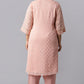 W for Woman Blush Pink Golden Mukaish Print kurta With Salwar