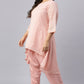 W for Woman Blush Pink Golden Mukaish Print kurta With Salwar