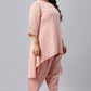 W for Woman Blush Pink Golden Mukaish Print kurta With Salwar
