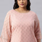 W for Woman Blush Pink Golden Mukaish Print kurta With Salwar
