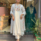 The52 White Women's Gorgeous Embroidered Viscose Chiffon Fabric Pleated Kurta Pant with Dupatta Set - Swadesiicart