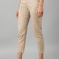 W for Woman Beige Slim Ankle Length Pants