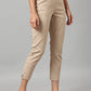 W for Woman Beige Slim Ankle Length Pants