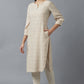 W for Woman Beige Stripe Print kurta