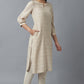 W for Woman Beige Stripe Print Kurta