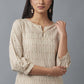 W for Woman Beige Stripe Print Kurta