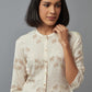 W for Woman Beige Printed Rayon A-Line Kurta and Slim Pant Set