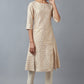 W for Woman Beige Printed A-line kurta