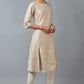 W for Woman Beige Printed A-line kurta
