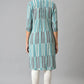 W for Woman Blue Ikkat Cotton kurta In V-Neck